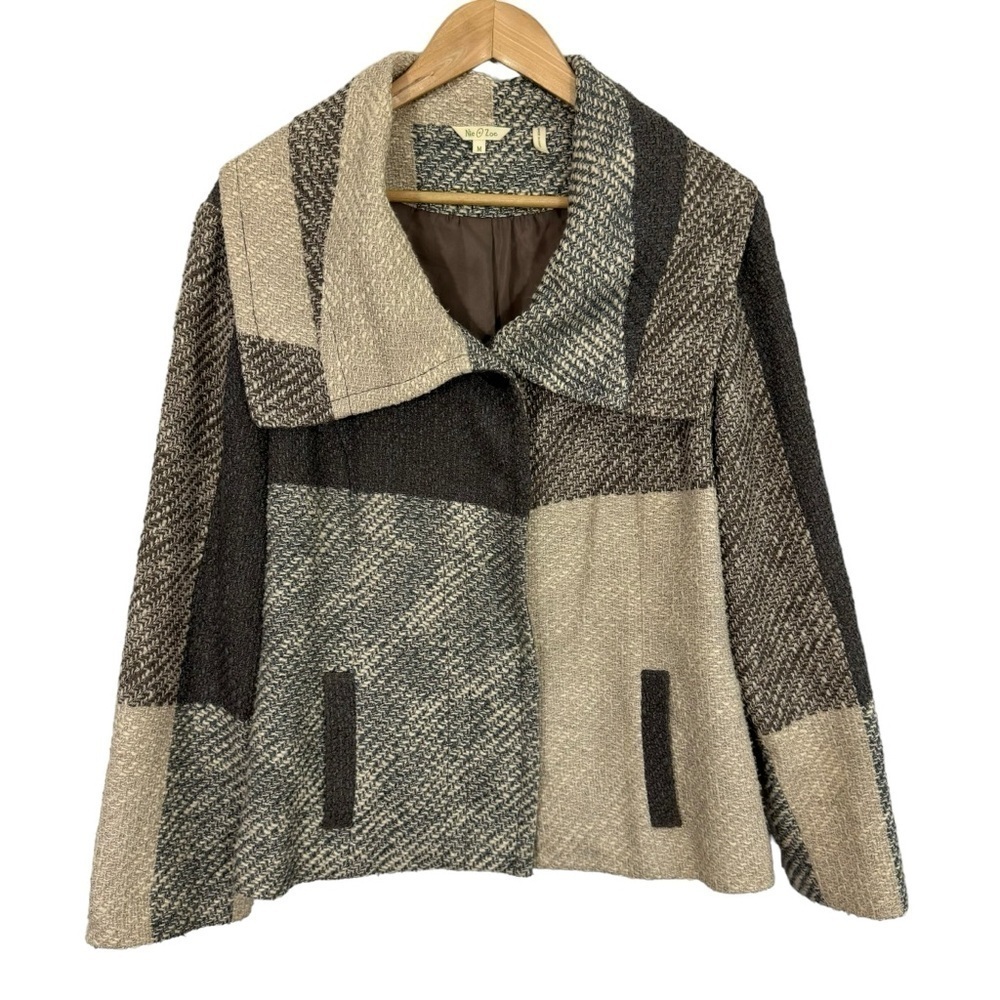 NIC+ZOE Fall Jacket Womens M Neutrals Linen Blend Classy Professional Woven VGUC